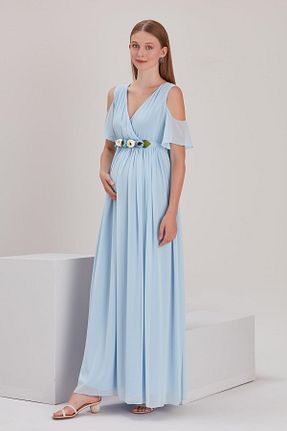 لباس بارداری آبی زنانه بافتنی LİYACA - کد 905320776