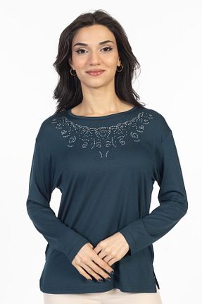 بلوز سبز زنانه طرح دار Mutlu City - کد 799909319