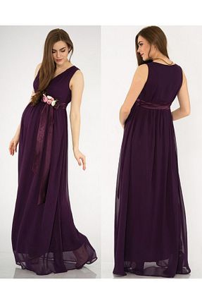 لباس بارداری بنفش زنانه بافتنی LİYACA - کد 905321982