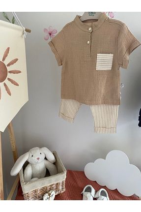 ست بالاتنه و پائین تنه قهوه ای بچه گانه بافتنی Tongs Baby - کد 906572123
