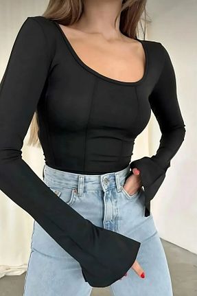 تیشرت مشکی زنانه کراپ HASREYA - کد 823917484