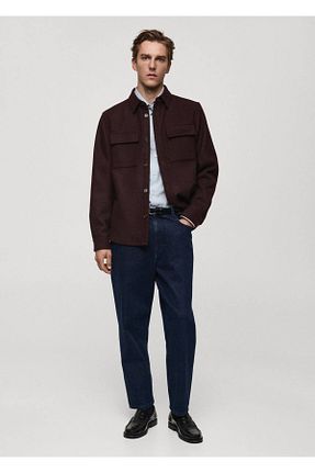 پیراهن زرشکی مردانه رگولار MANGO Man - کد 885220490