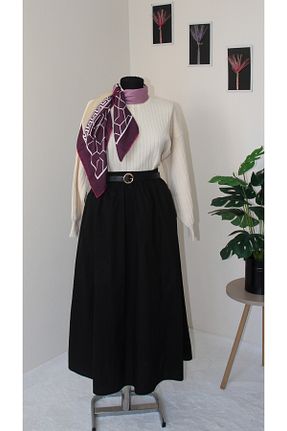 دامن مشکی زنانه پارچه Ebru - کد 905375367