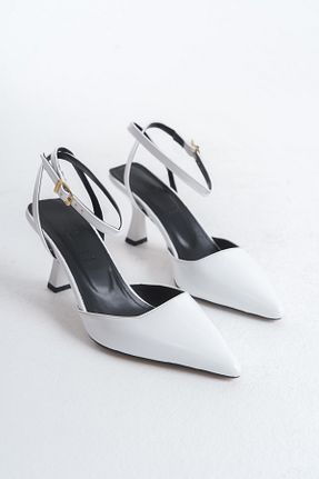 کفش پاشنه بلند کلاسیک سفید زنانه چرم لاکی meefshoes - کد 905383487