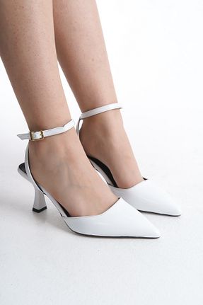 کفش پاشنه بلند کلاسیک سفید زنانه چرم لاکی meefshoes - کد 905383487