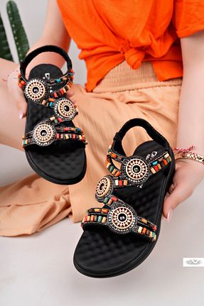 صندل مشکی زنانه پاشنه تخت Demashoes - کد 905385628