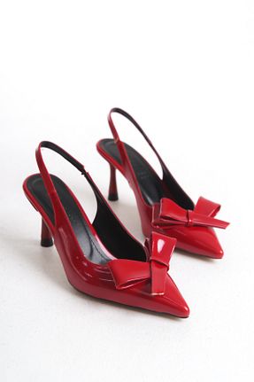 کفش پاشنه بلند کلاسیک قرمز زنانه چرم لاکی meefshoes - کد 905385078