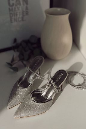 کفش مجلسی طوسی زنانه پاشنه نازک POLKA STORE - کد 905386034