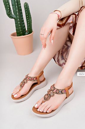 صندل قهوه ای زنانه پاشنه تخت Demashoes - کد 905388275