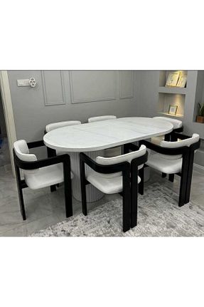 میز ناهار خوری سفید ثابت DOĞUKAN HOME - کد 905396673