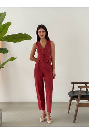 ست بالاتنه و پائین تنه قرمز زنانه بافتنی CYU - کد 905402707