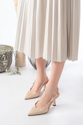 کفش مجلسی بژ زنانه چرم مصنوعی GİYSONE - کد 905431573