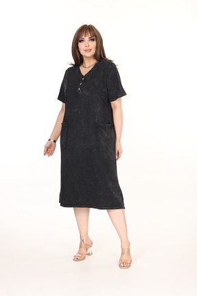 لباس سایز بزرگ مشکی زنانه %100 پنبه özle fashion - کد 917276395
