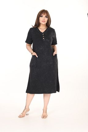 لباس سایز بزرگ مشکی زنانه %100 پنبه özle fashion - کد 917276395
