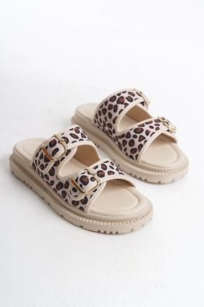 دمپائی بژ زنانه چرم مصنوعی SH SİLVER MODA - کد 917381505