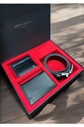 کمربند مشکی مردانه چرم خالص Pierre Cardin - کد 905476406