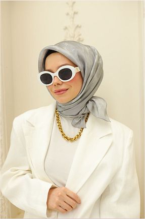 روسری طوسی پلی استر Silk Home - کد 905477713