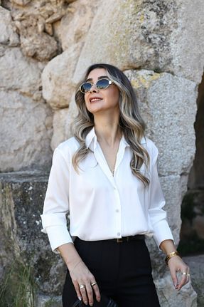 پیراهن سفید زنانه اورسایز bytugcekaya - کد 905528834