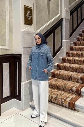 کت حجاب آبی زنانه Straight Melike Tatar - کد 890951290