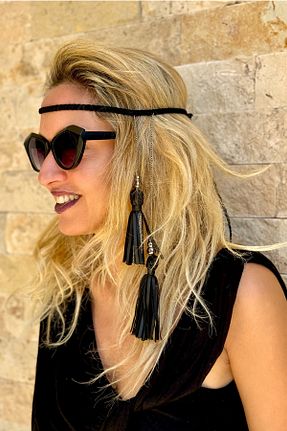 کش سر مشکی زنانه چرم مصنوعی OZZ Hats - کد 905555126