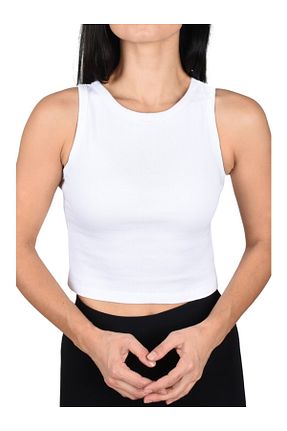 تیشرت سفید زنانه کراپ TETYS - کد 905562019