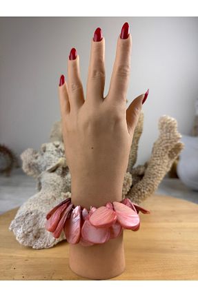 دستبند جواهر صورتی زنانه سنگ طبیعی SEDEF TAKI - کد 905596535