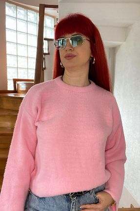 پلیور صورتی زنانه ساده Derya butik - کد 905599310