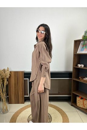 ست بالاتنه و پائین تنه قهوه ای زنانه بافتنی EGZOTİK ASORTİK - کد 905607899