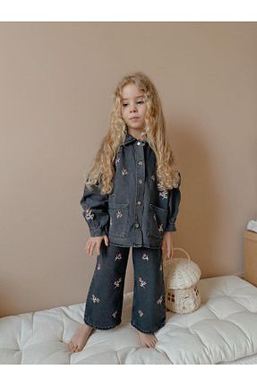 ست بالاتنه و پائین تنه مشکی بچه گانه جین YİGİT BUTİK - کد 917454145