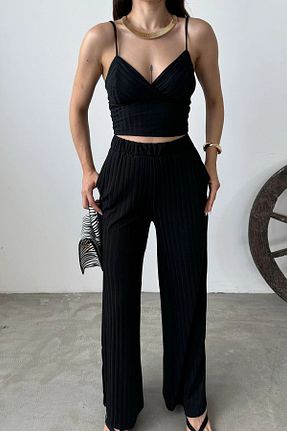 ست بالاتنه و پائین تنه مشکی زنانه بافت bacc - کد 905620485