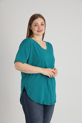 تیشرت سایز بزرگ سبز زنانه سایز بزرگ Trendbade Butik - کد 917479698