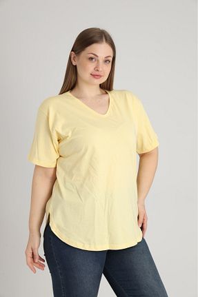 تیشرت سایز بزرگ زرد زنانه سایز بزرگ Trendbade Butik - کد 917480254