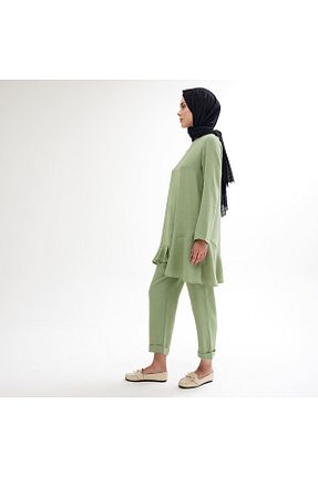 ست بالاتنه و پائین تنه حجاب سبز زنانه کارگو Plistre - کد 832613512