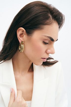 گوشواره جواهر طلائی روکش طلا Mon Reve - کد 248221780