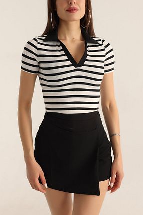 بلوز سفید زنانه یقه هفت Butik - کد 905730597