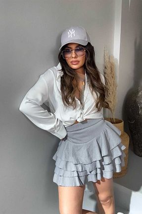 دامن طوسی زنانه پارچه Sohotique By P - کد 905735282