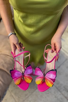 کفش پاشنه بلند کلاسیک صورتی زنانه چرم مصنوعی SHOEBELLAS - کد 905732691