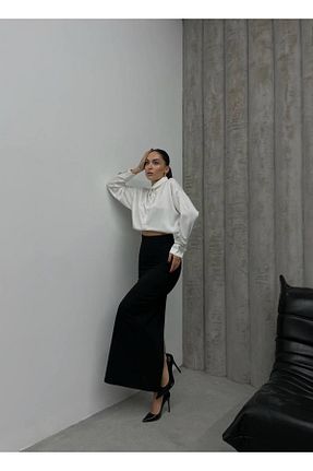 دامن مشکی زنانه لیکرا FAF Denim - کد 903190005