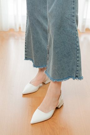بابت سفید زنانه چرم مصنوعی DİVOLYA - کد 905748998
