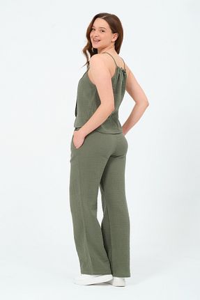 ست بالاتنه و پائین تنه خاکی زنانه بافتنی eva clothing - کد 905767237