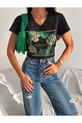 تیشرت مشکی زنانه رگولار Esra Butik Hane - کد 892143278