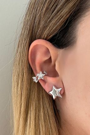 گوشواره غضروفی جواهر متالیک زنانه برنجی Lavian Accessories - کد 905756831