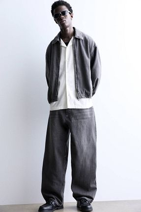 شلوار جین طوسی مردانه پاچه گشاد Pull & Bear - کد 905774198