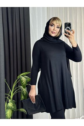 تونیک سایز بزرگ مشکی زنانه بافت Genel Markalar - کد 905772794