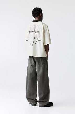 شلوار جین طوسی مردانه پاچه گشاد Pull & Bear - کد 905774198
