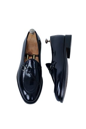 کفش کلاسیک سرمه ای مردانه چرم خالص PAREZ - کد 905773266