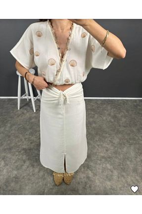 ست بالاتنه و پائین تنه نباتی زنانه بافتنی AÈC PRIVÈ - کد 905790869
