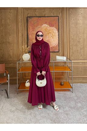 ست بالاتنه و پائین تنه زرشکی زنانه بافتنی Ahel - کد 905781662