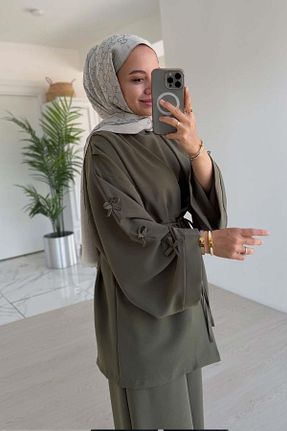ست بالاتنه و پائین تنه حجاب خاکی زنانه رگولار Ka Hijab - کد 905783460
