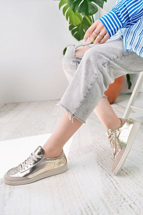 کفش اسنیکر متالیک زنانه چرم اصل NOSEY SHOES - کد 904441455